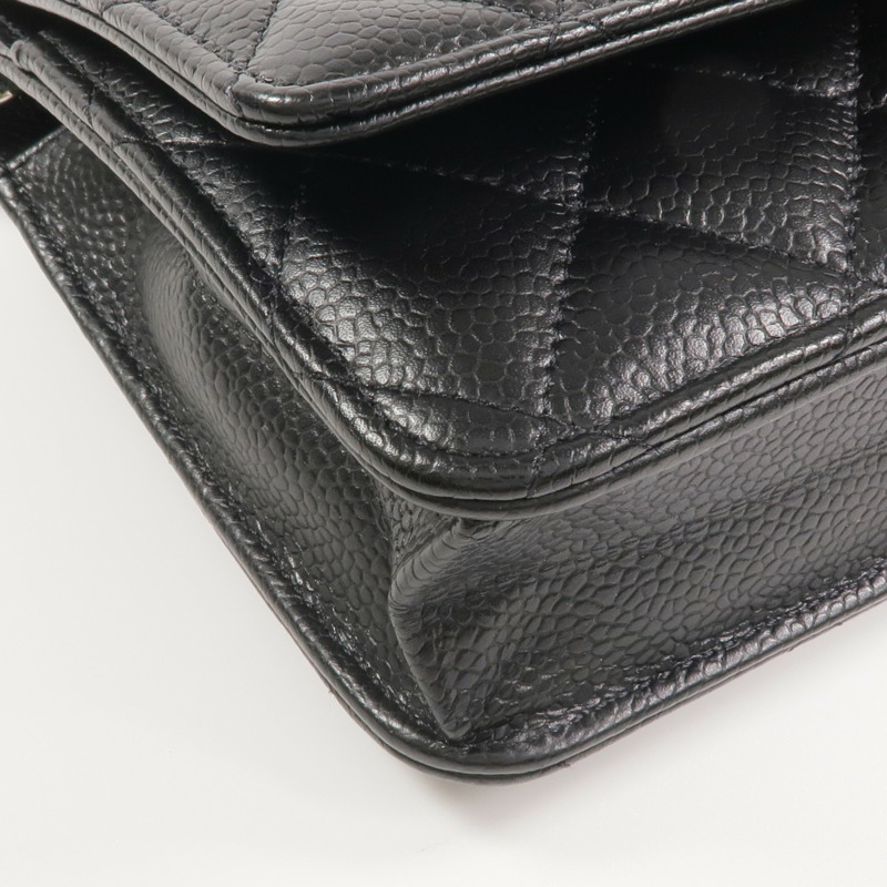 CHANEL 牛皮皮革WOC Wallet On Chain銀扣鏈帶肩背袋-12