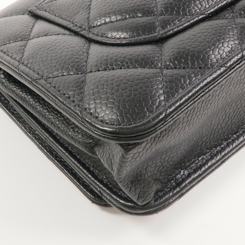 CHANEL 牛皮皮革WOC Wallet On Chain銀扣鏈帶肩背袋-14