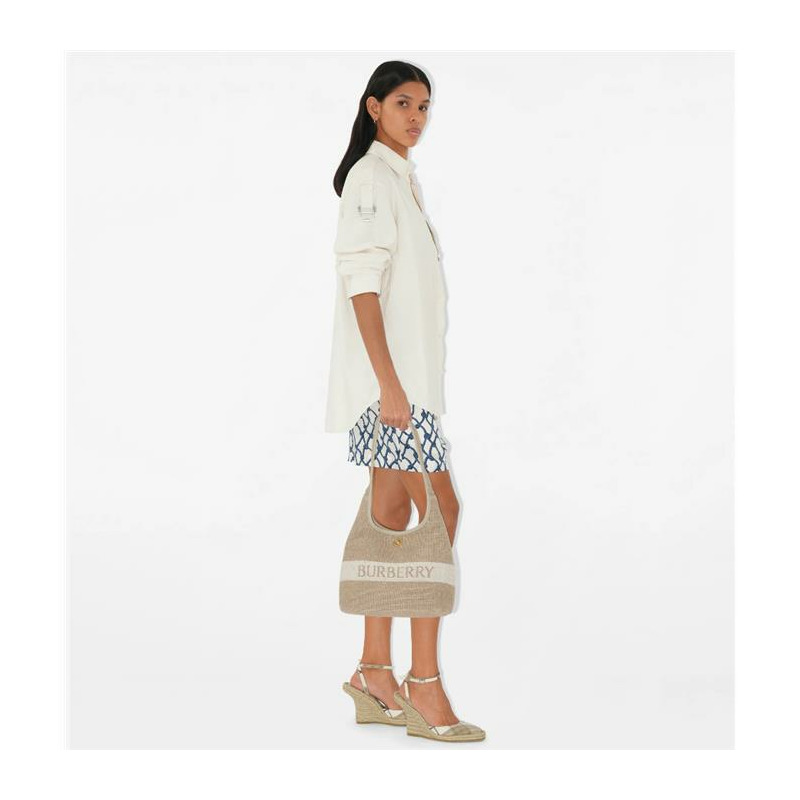 BURBERRY 藤編帆布肩背包 81091951-7