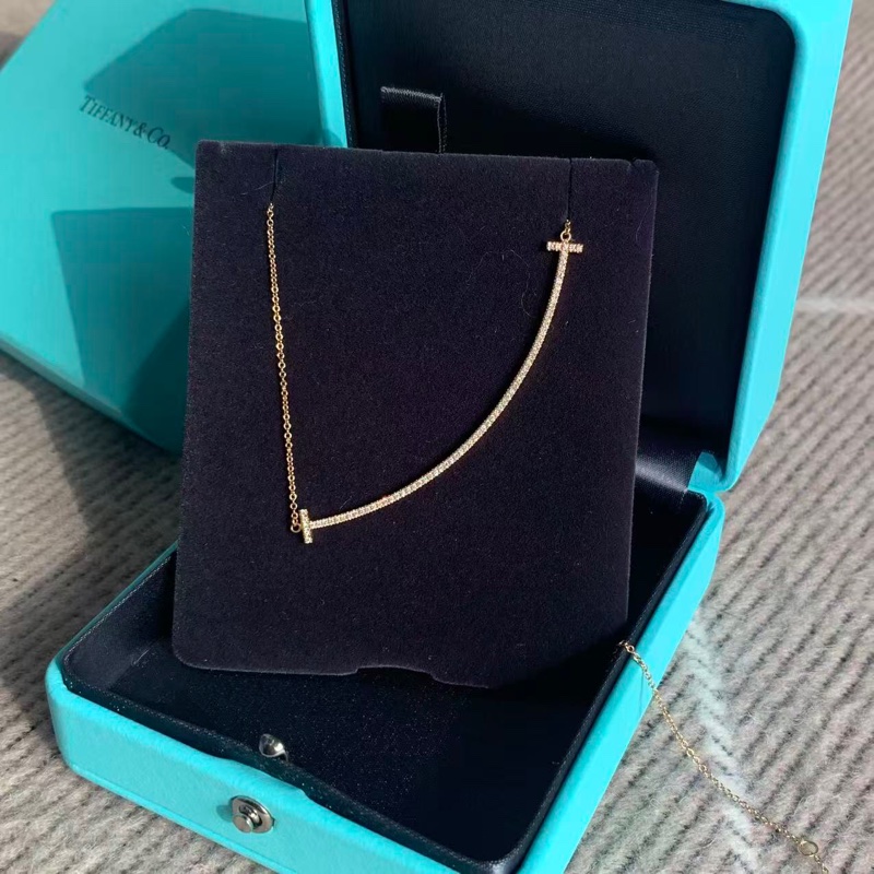 蒂芙尼 Tiffany 笑臉 大號 黃金鑲鑽項鍊-0