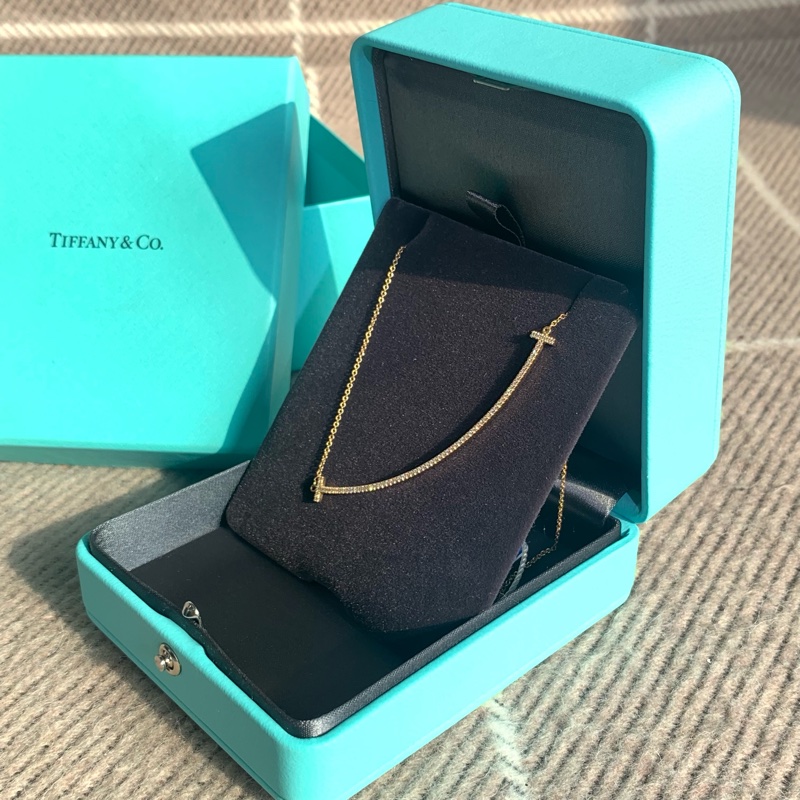 蒂芙尼 Tiffany 笑臉 大號 黃金鑲鑽項鍊-3
