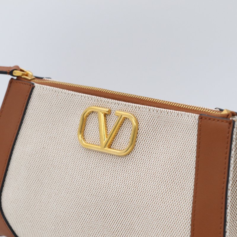 VALENTINO 金屬 VLogo 中號 手繪約克夏 米色帆布 拉鍊手拿包-8