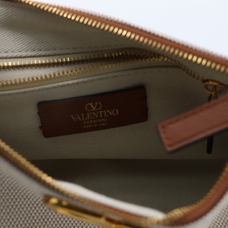 VALENTINO 金屬 VLogo 中號 手繪約克夏 米色帆布 拉鍊手拿包-10