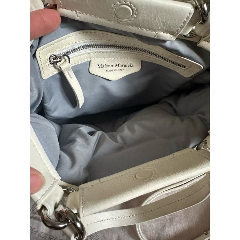Maison margiela glam slam small皮革手提肩背包白-4