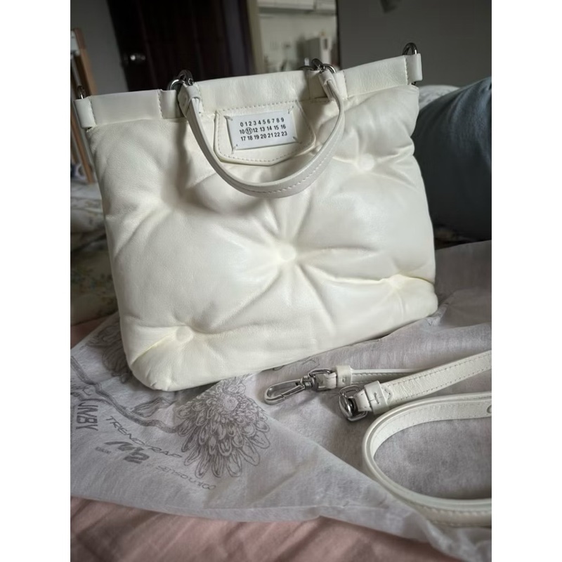 Maison margiela glam slam small皮革手提肩背包白-6
