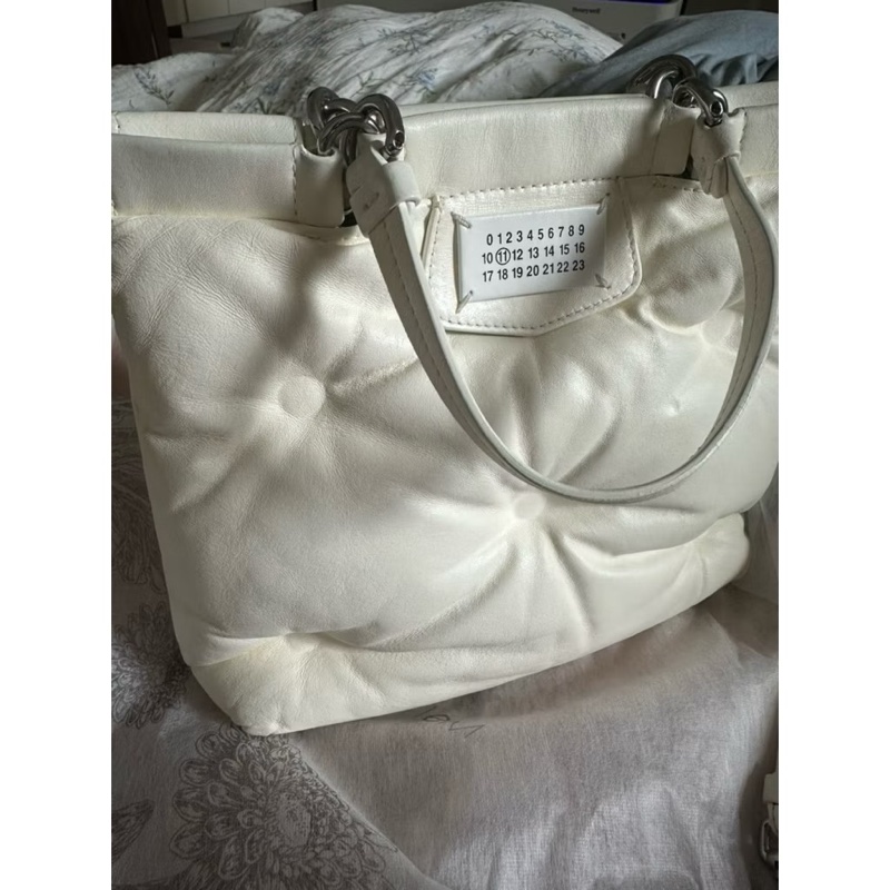 Maison margiela glam slam small皮革手提肩背包白-18