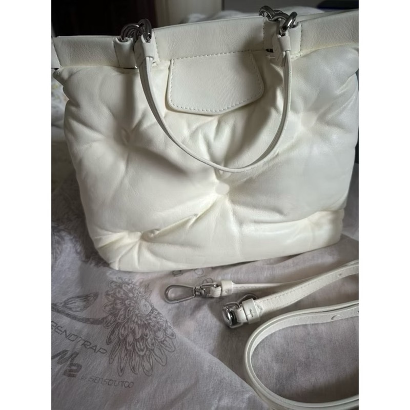Maison margiela glam slam small皮革手提肩背包白-19