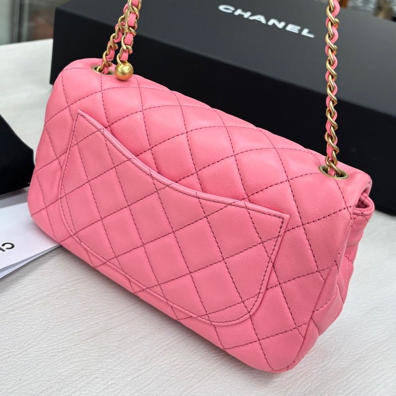 【近新閒置品】香奈兒Chanel 22S芯片 奶昔粉核桃金球 大mini鏈條包單肩斜挎包-1