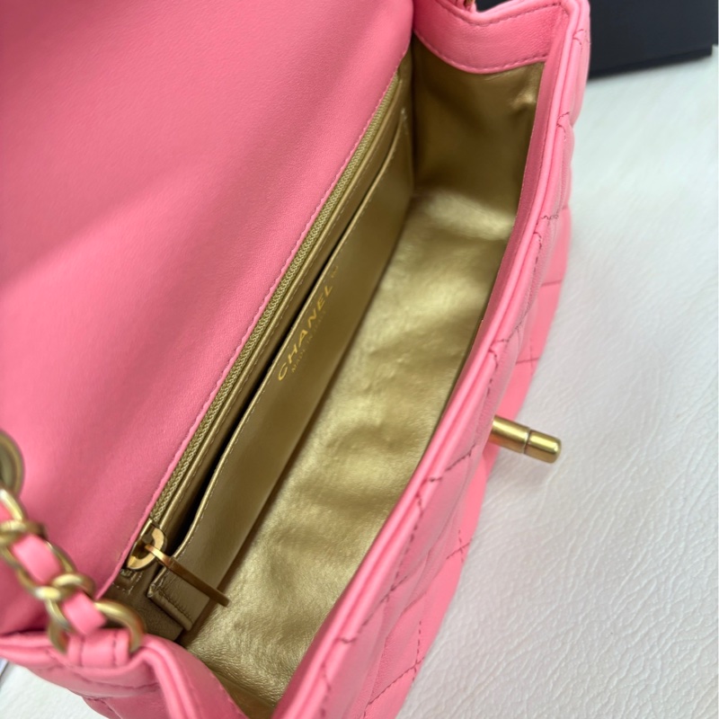 【近新閒置品】香奈兒Chanel 22S芯片 奶昔粉核桃金球 大mini鏈條包單肩斜挎包-7