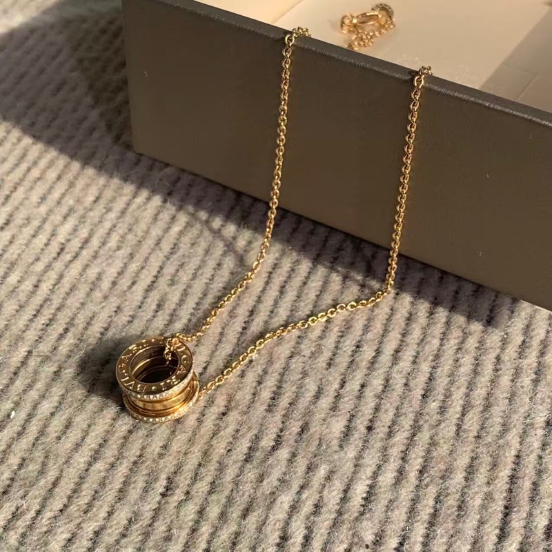 Bvlgari/寶格麗 BVLGARI寶格麗B.ZERO1系列彈簧項鍊，18K玫瑰金，三環設計，鑲鑽-4