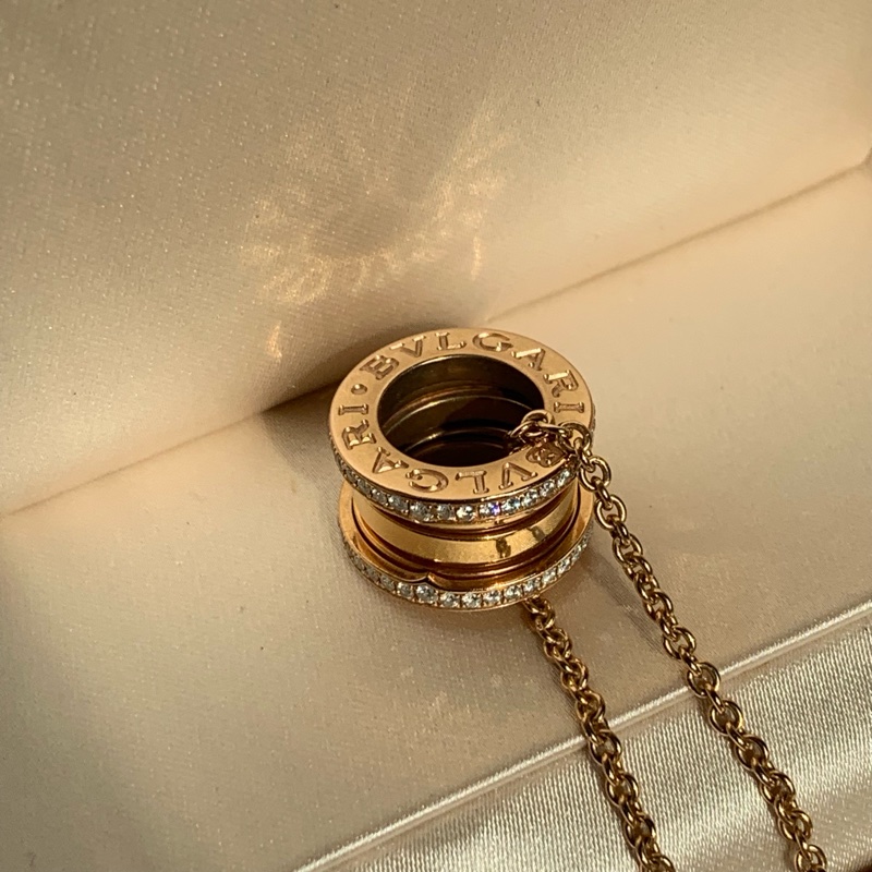 Bvlgari/寶格麗 BVLGARI寶格麗B.ZERO1系列彈簧項鍊，18K玫瑰金，三環設計，鑲鑽-5