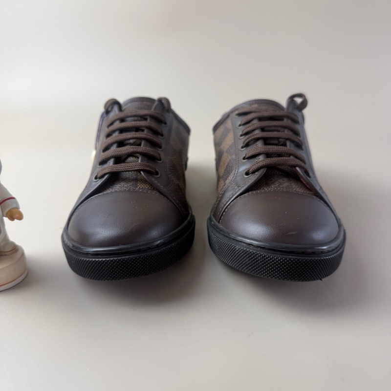 95新 LV/路易威登 棕色棋盤格系帶休閒鞋 35.5碼-1