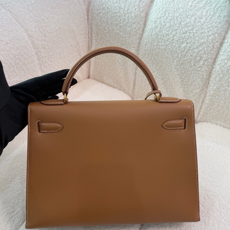 Hermes • Kelly 32 皮 Chamonix 馬鞍皮 自然色 金釦 黑鋼印-4
