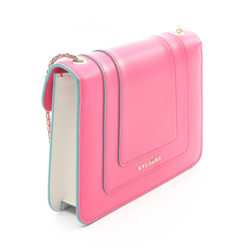 寶格麗 Serpenti Forever 肩背包，粉紅色、綠色、白色皮革，二手女士款-1