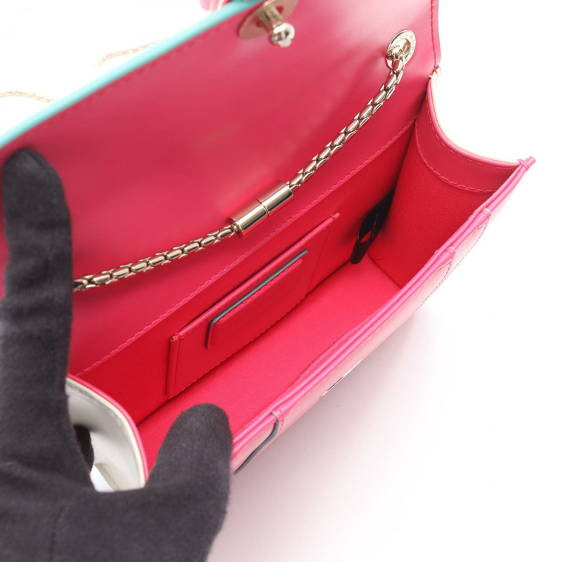 寶格麗 Serpenti Forever 肩背包，粉紅色、綠色、白色皮革，二手女士款-2