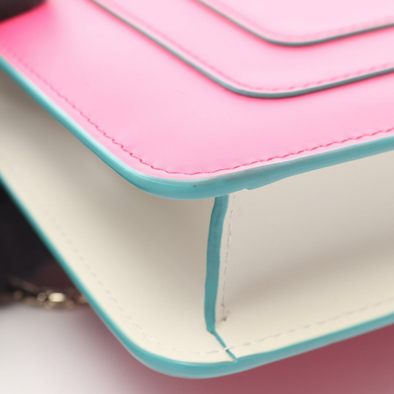 寶格麗 Serpenti Forever 肩背包，粉紅色、綠色、白色皮革，二手女士款-5