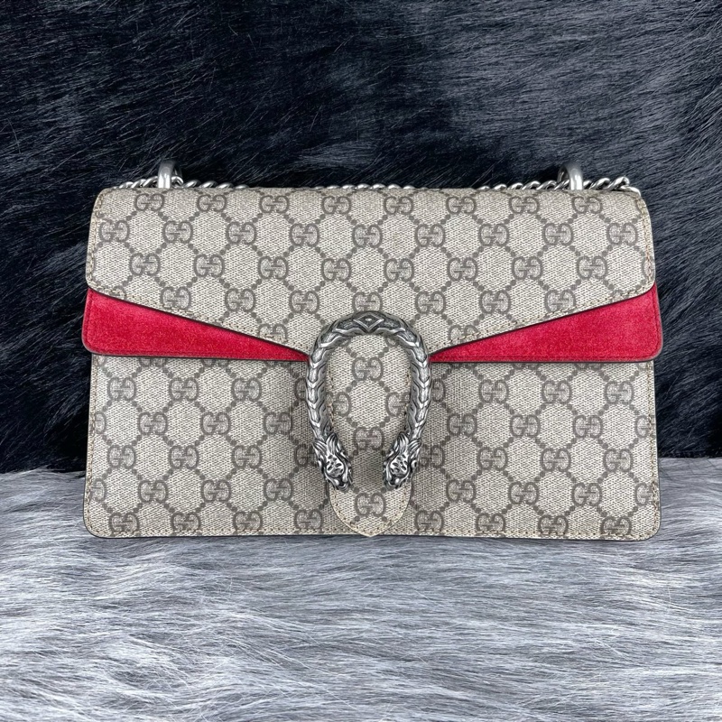 古馳Gucci 酒神 紅色老花 中號-0