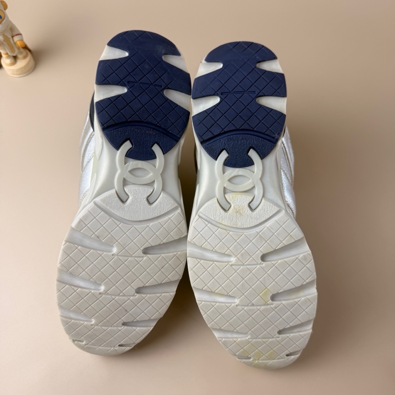 CHANEL/香奈兒 黑銀雙C系帶休閒鞋 37碼 95新-5