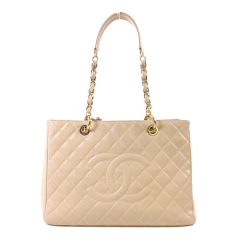 CHANEL 牛皮皮革GST金扣鏈帶肩背袋