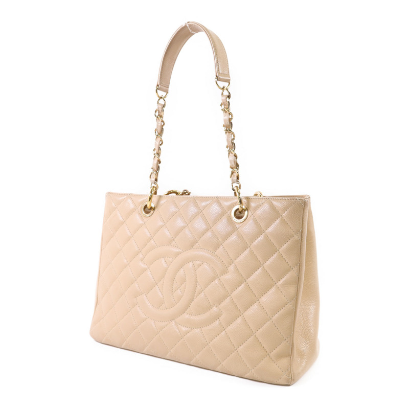 CHANEL 牛皮皮革GST金扣鏈帶肩背袋-1