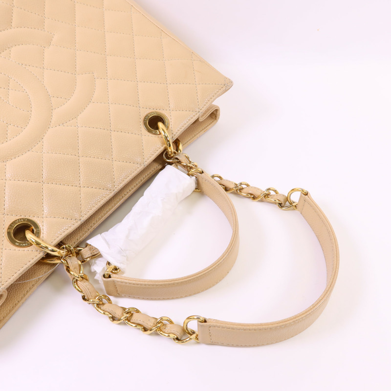 CHANEL 牛皮皮革GST金扣鏈帶肩背袋-4
