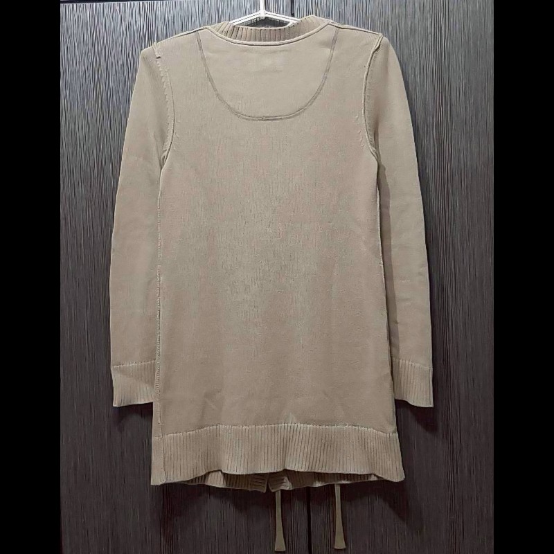 絕版BURBERRY 博柏利 BLUE LABEL 藍標 戰馬 女棕色全開襟軍肩長版針織外套38號-1