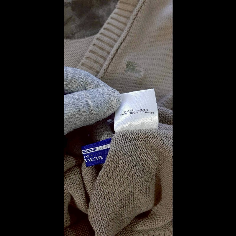 絕版BURBERRY 博柏利 BLUE LABEL 藍標 戰馬 女棕色全開襟軍肩長版針織外套38號-8