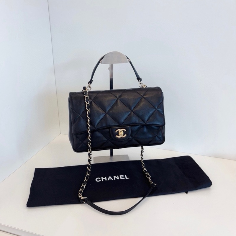 ✨Chanel 黑金 CF Handle 鏈條郵差包 黃金尺寸 98新🆕-3
