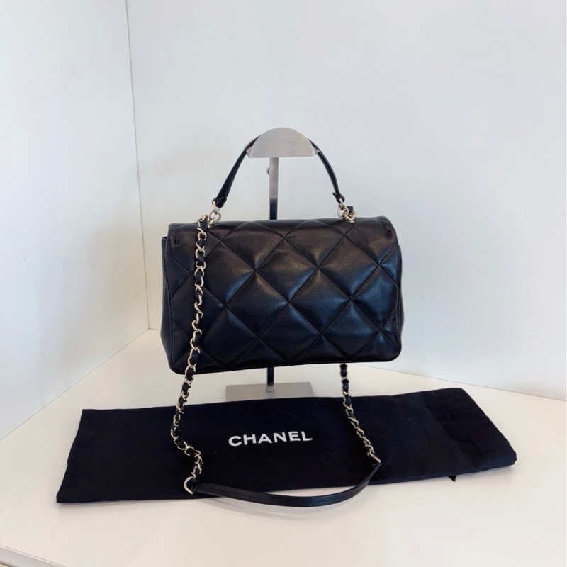 ✨Chanel 黑金 CF Handle 鏈條郵差包 黃金尺寸 98新🆕-4