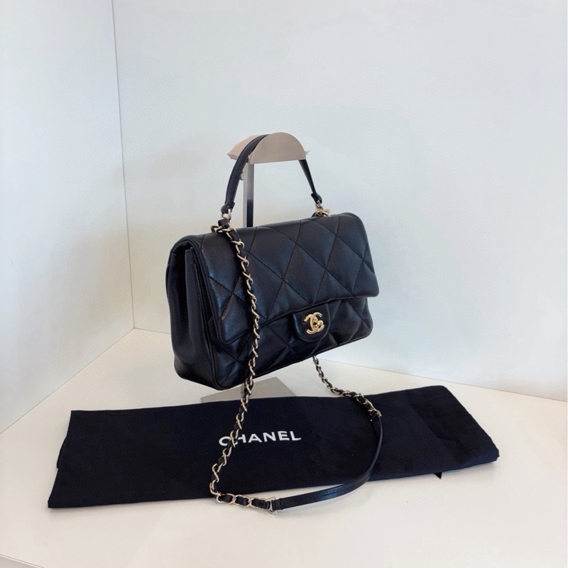 ✨Chanel 黑金 CF Handle 鏈條郵差包 黃金尺寸 98新🆕-5
