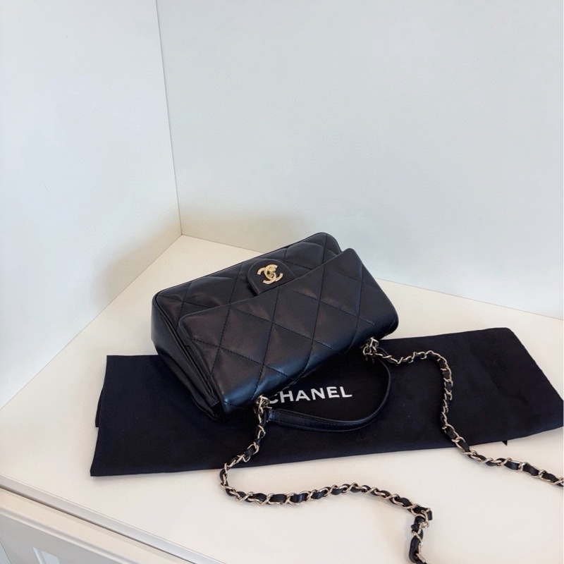 ✨Chanel 黑金 CF Handle 鏈條郵差包 黃金尺寸 98新🆕-6