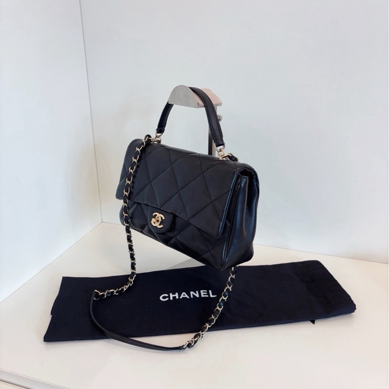 ✨Chanel 黑金 CF Handle 鏈條郵差包 黃金尺寸 98新🆕-9