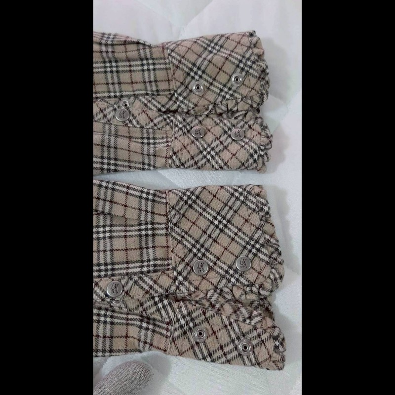 絕版BURBERRY 博柏利 BLUE LABEL 藍標 戰馬 女棕色經典格紋法蘭絨長袖襯衫38號-6