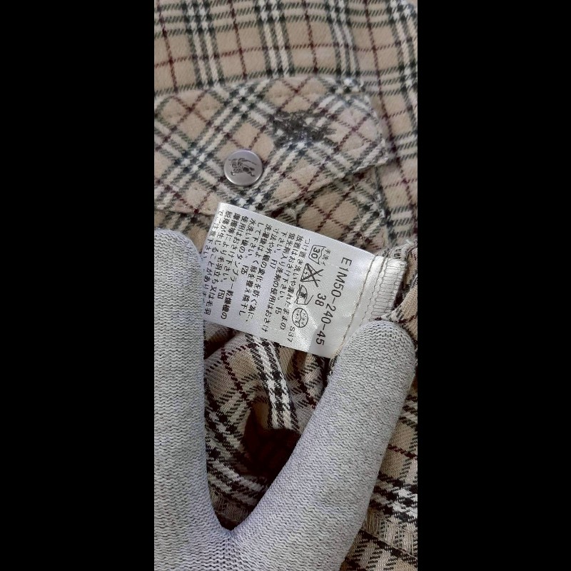 絕版BURBERRY 博柏利 BLUE LABEL 藍標 戰馬 女棕色經典格紋法蘭絨長袖襯衫38號-8