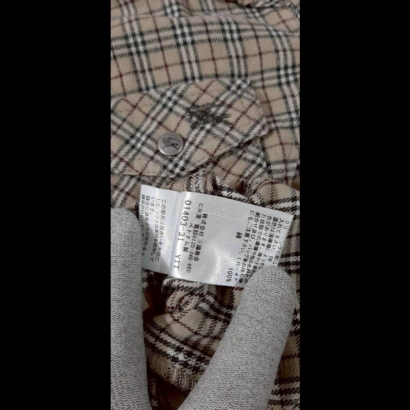 絕版BURBERRY 博柏利 BLUE LABEL 藍標 戰馬 女棕色經典格紋法蘭絨長袖襯衫38號-9