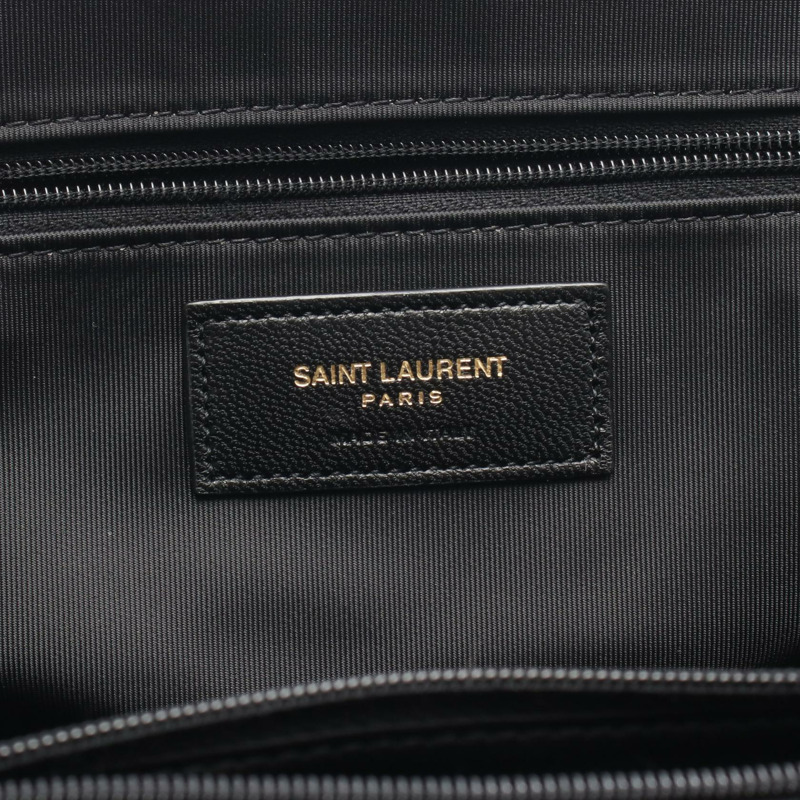 SAINT LAURENT PARIS Gabby Vanity 手提包，黑色皮革，二手，女士，金色五金，YSL-3