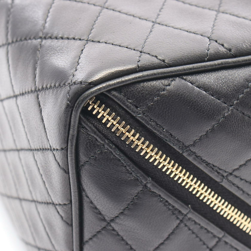 SAINT LAURENT PARIS Gabby Vanity 手提包，黑色皮革，二手，女士，金色五金，YSL-5