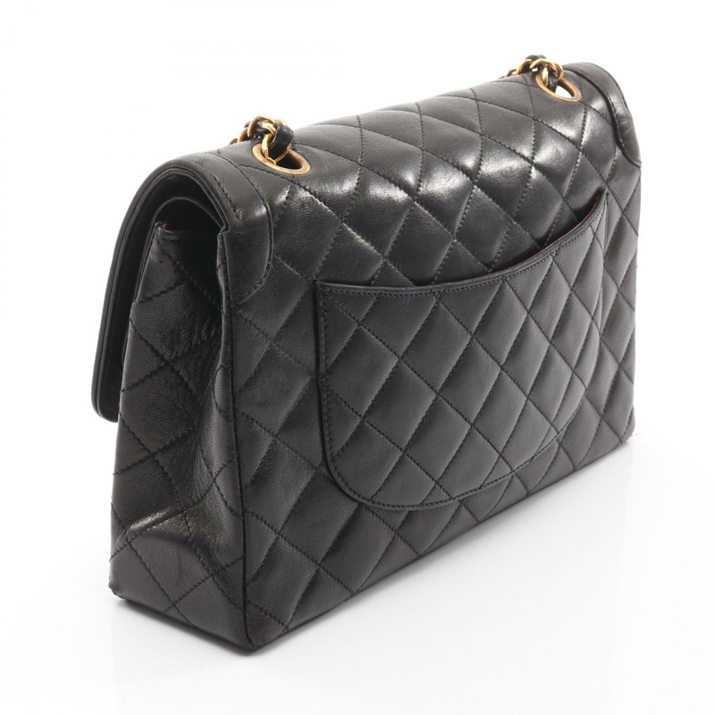 香奈兒 (CHANEL) Matelasse Paris 限量版 W 翻蓋肩背包，羊皮材質，黑色，二手，金色五金-1