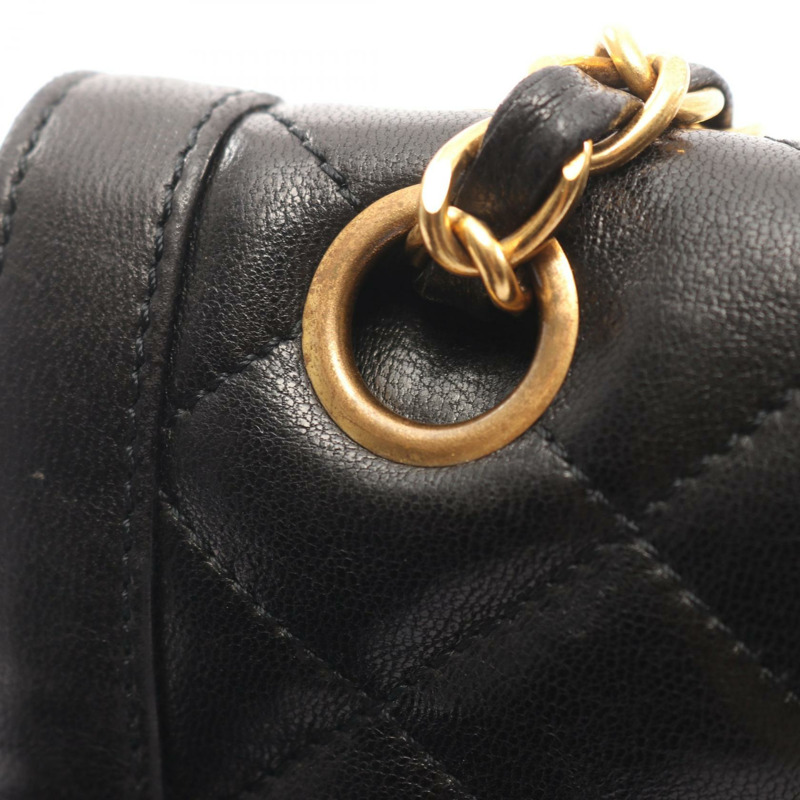 香奈兒 (CHANEL) Matelasse Paris 限量版 W 翻蓋肩背包，羊皮材質，黑色，二手，金色五金-11