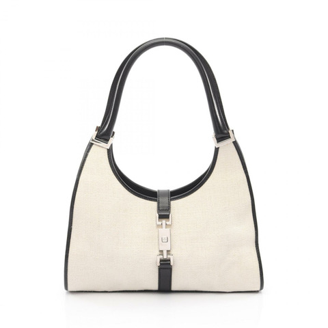 GUCCI Jackie 肩背包 002･1067 帆布皮革 白色 黑色 二手 女士