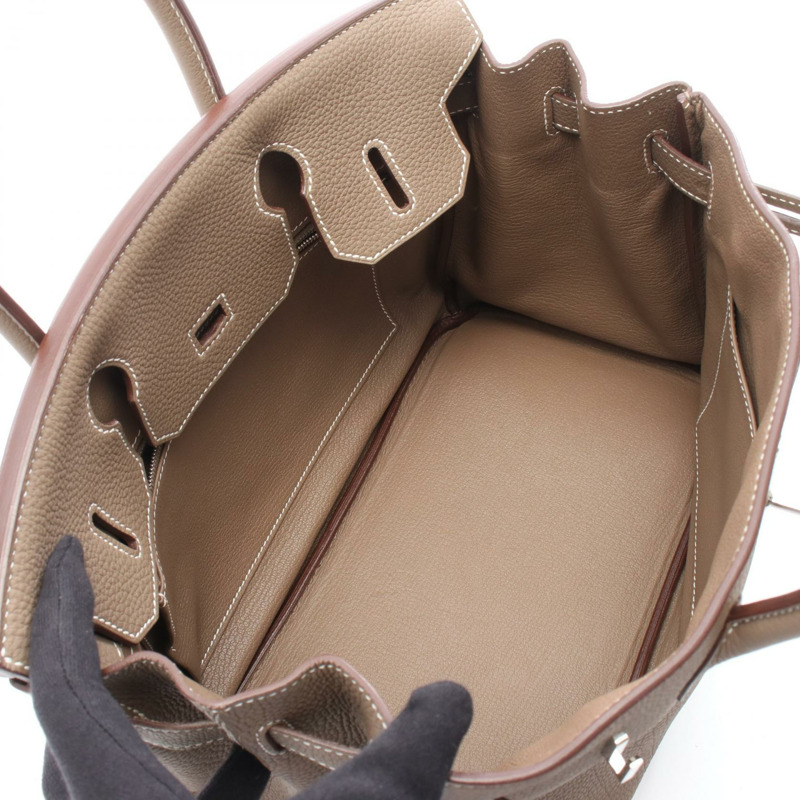 愛馬仕 Birkin 30 手提包，Togo 皮革，灰色/灰褐色，銀色五金，二手女款-2