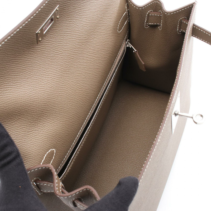 愛馬仕 Kelly 28 斜背包 042319CK Epsom 皮革 Etoupe 灰色 SHW Z 二手-2