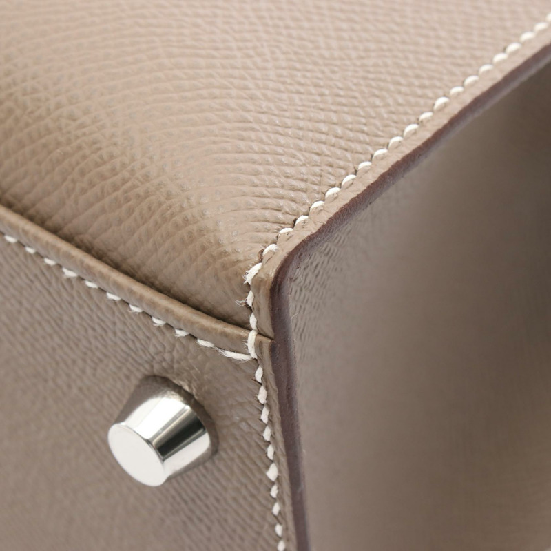 愛馬仕 Kelly 28 斜背包 042319CK Epsom 皮革 Etoupe 灰色 SHW Z 二手-6