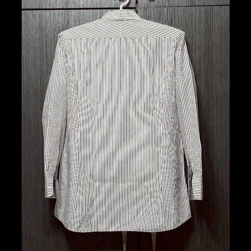 BURBERRY 博柏利 LONDON 戰馬 男紫白條紋長袖襯衫L-1