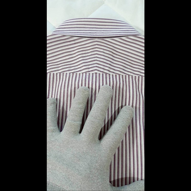 BURBERRY 博柏利 LONDON 戰馬 男紫白條紋長袖襯衫L-3