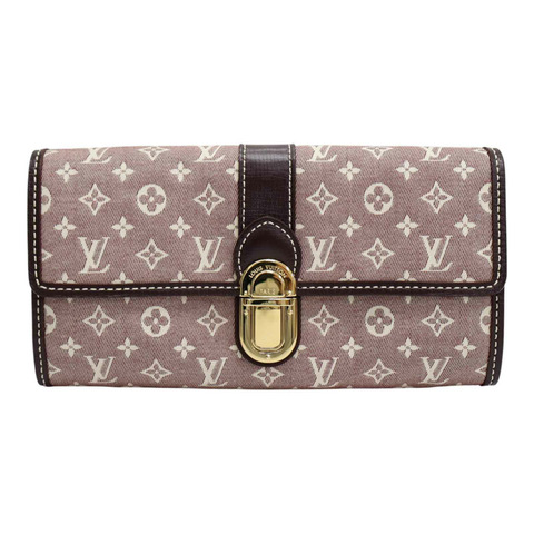 粉色 原花 Idylle帆布 Sarah 扣式 長夾 (有刻字)【LOUIS VUITTON LV 路易威登】 M63008