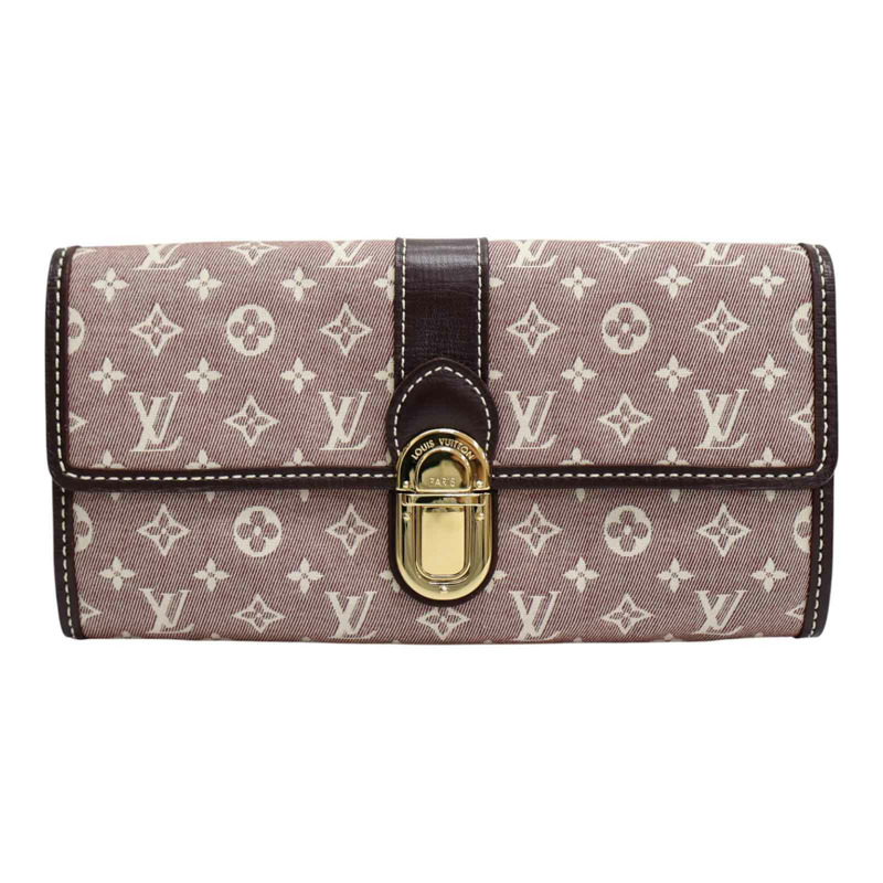 粉色 原花 Idylle帆布 Sarah 扣式 長夾 (有刻字)【LOUIS VUITTON LV 路易威登】 M63008-0