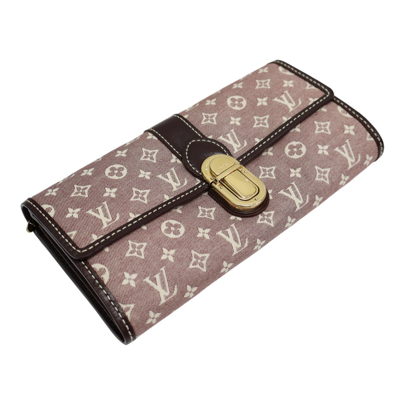 粉色 原花 Idylle帆布 Sarah 扣式 長夾 (有刻字)【LOUIS VUITTON LV 路易威登】 M63008-2