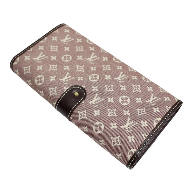 粉色 原花 Idylle帆布 Sarah 扣式 長夾 (有刻字)【LOUIS VUITTON LV 路易威登】 M63008-3