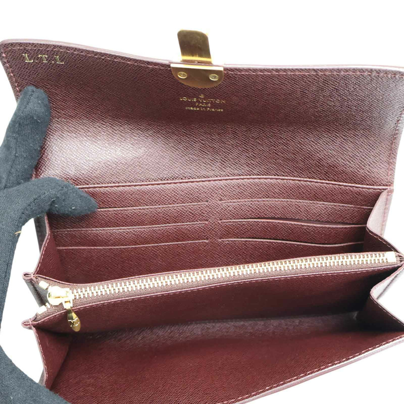 粉色 原花 Idylle帆布 Sarah 扣式 長夾 (有刻字)【LOUIS VUITTON LV 路易威登】 M63008-4